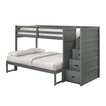 Mayberry Hill Sami Twin Over Full Step Bunk Bed in Grey, , large