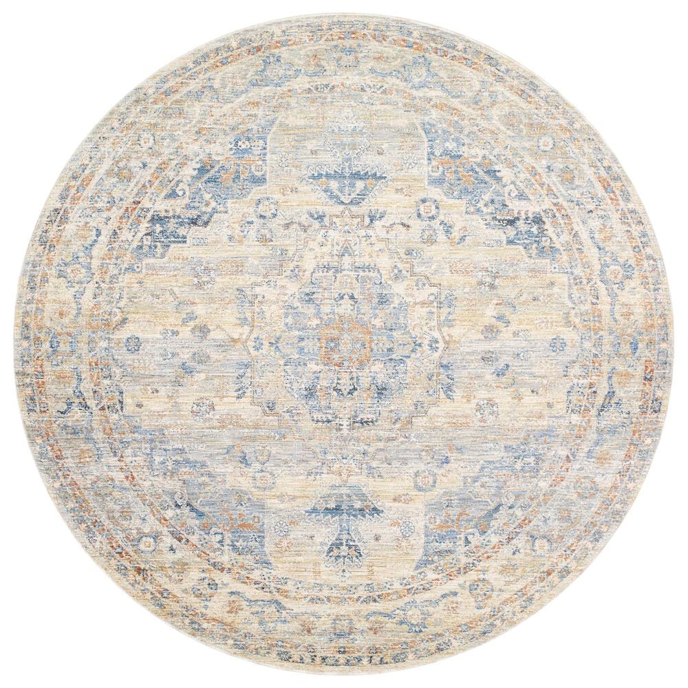 Surya Chicago CHG2308 7&#39;10&quot; Round Light Beige, Slate, Mustard, Blue, Brick Red, Taupe Area Rug, , large