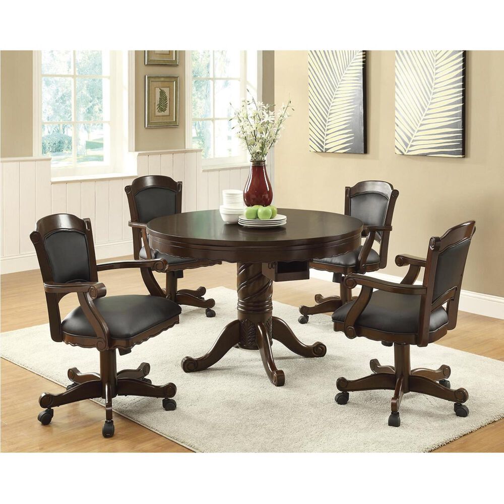 Pacific Landing Turk 3-in-1 Round Game Table with Accessories in Brown Cherry, , large