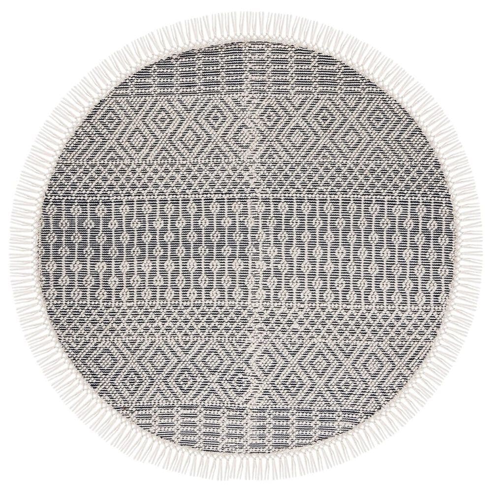 Safavieh Natura NAT852N 6" Round Ivory and Navy Area Rug, , large
