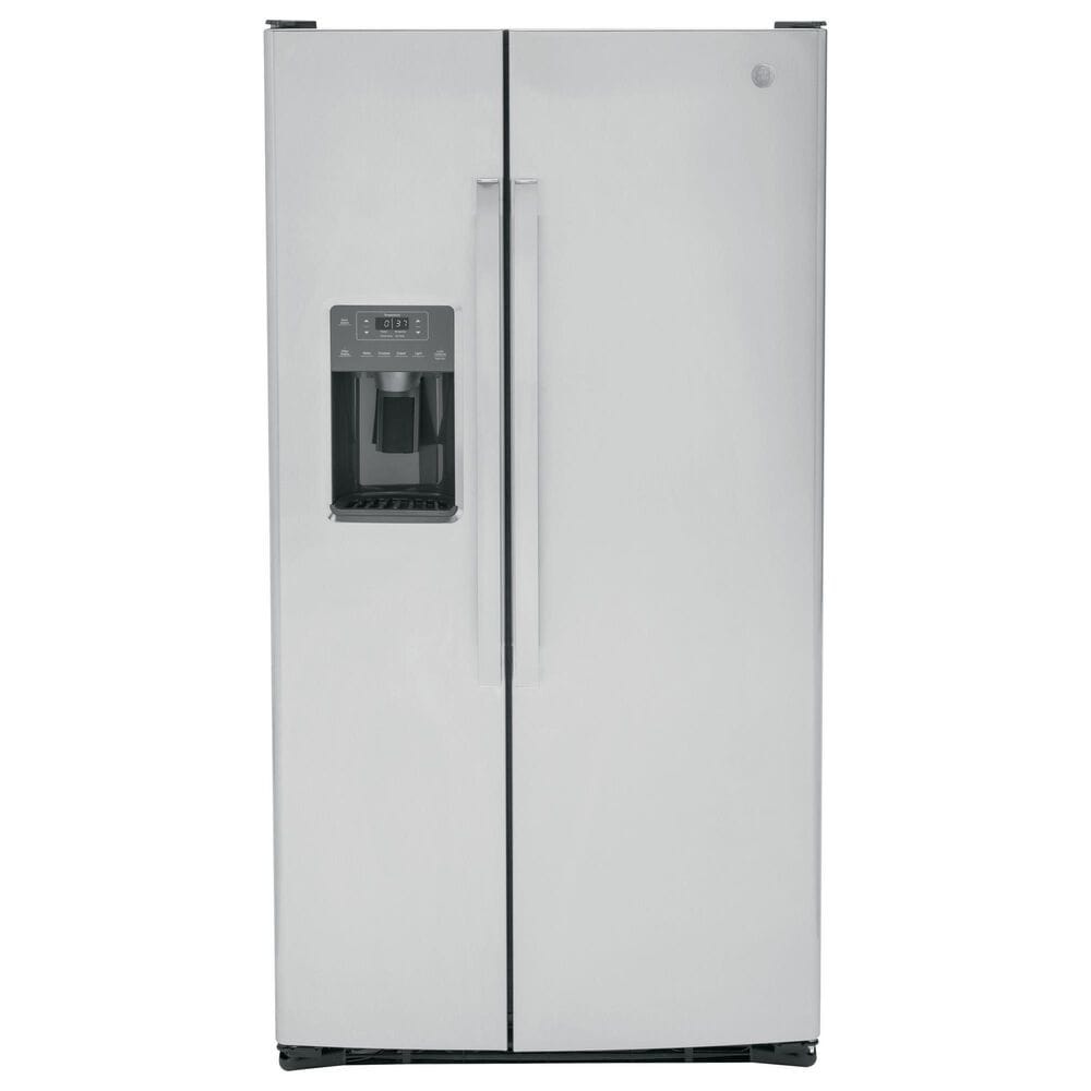 GE Appliances 25.3 Cu. Ft. Side by Side Refrigerator with External Dispenser in Fingerprint Resistant Stainless Steel, , large