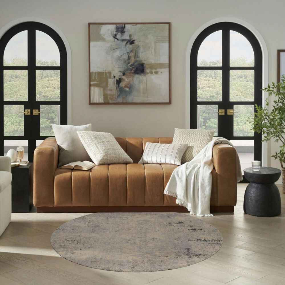Nourison Rustic Textures Grey and Beige 5&#39;3&quot; Round Area Rug, , large