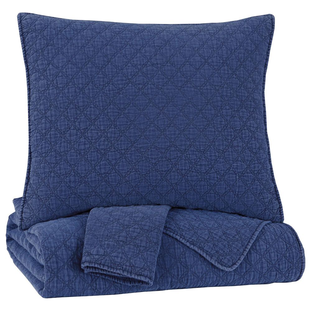 Signature Design by Ashley Ryter 3-Piece Queen Coverlet Set in Navy, , large
