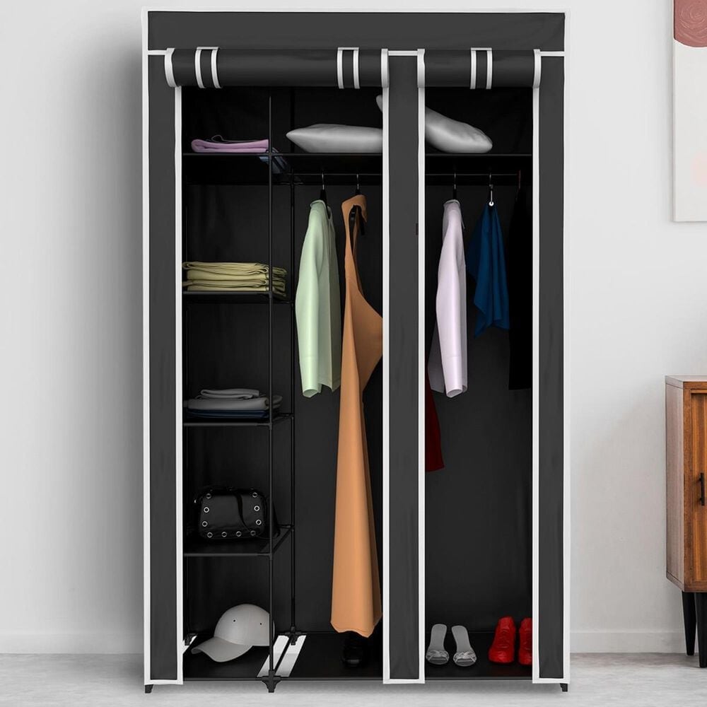 Timberlake Lavish Home Wardrobe Closet Organizer in Black, , large