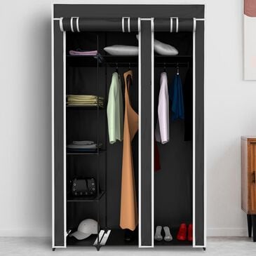 Timberlake Lavish Home Wardrobe Closet Organizer in Black, , large