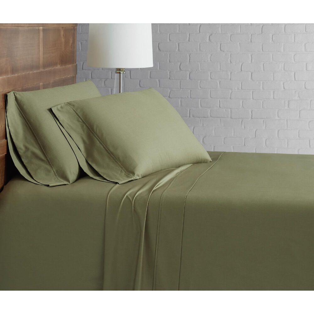 Pem America Classic Cotton 4-Piece King Sheet Set in Olive Green, , large