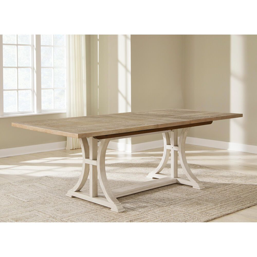Ashley Trestle Dining Table and Chairs in Antique White and Brown, , large