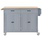 HOMLUX 54" Kitchen Island with Solid Wood Top and Locking Wheels in Grey Blue, , large