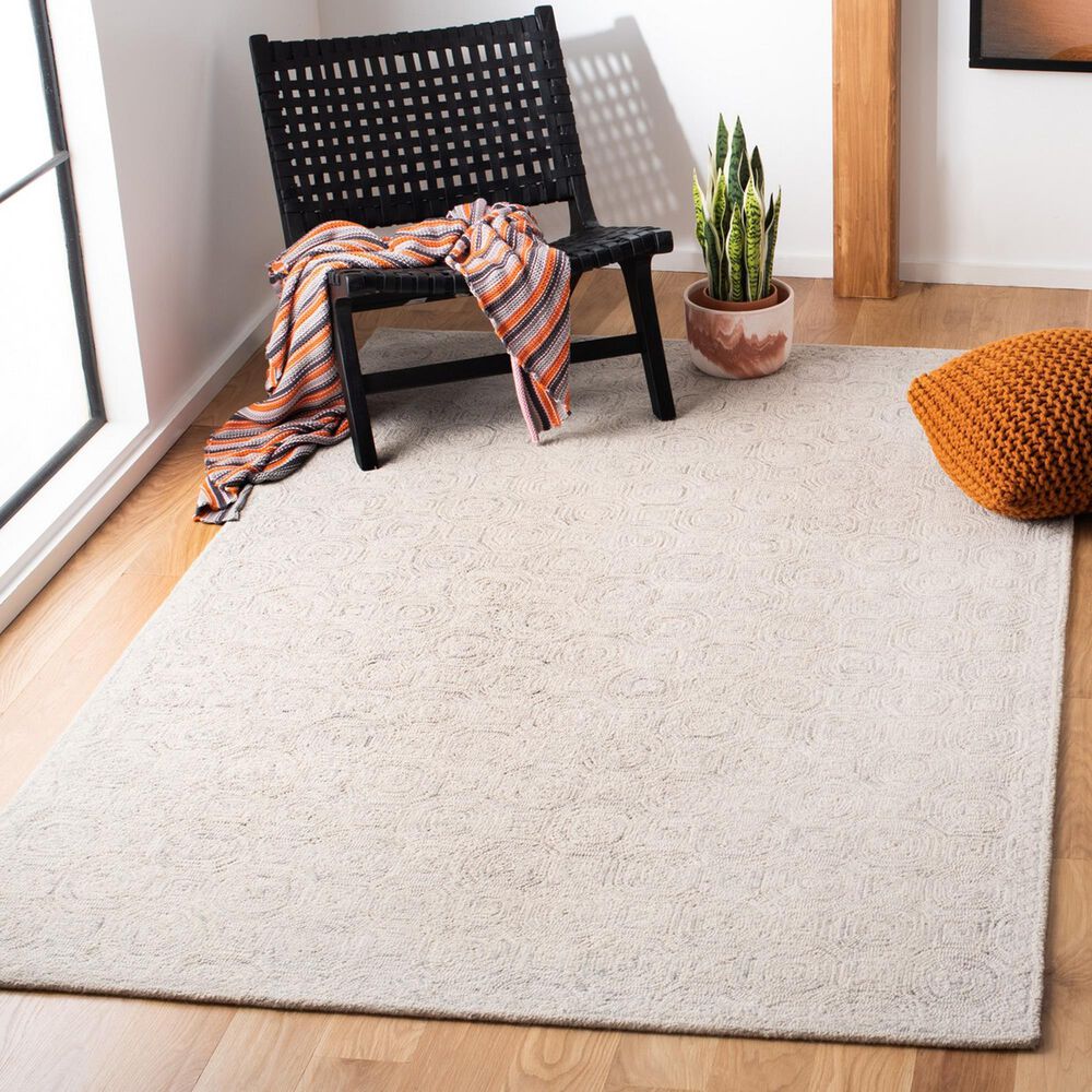 Safavieh Micro-Loop 4&#39; x 6&#39; Silver and Grey Area Rug, , large