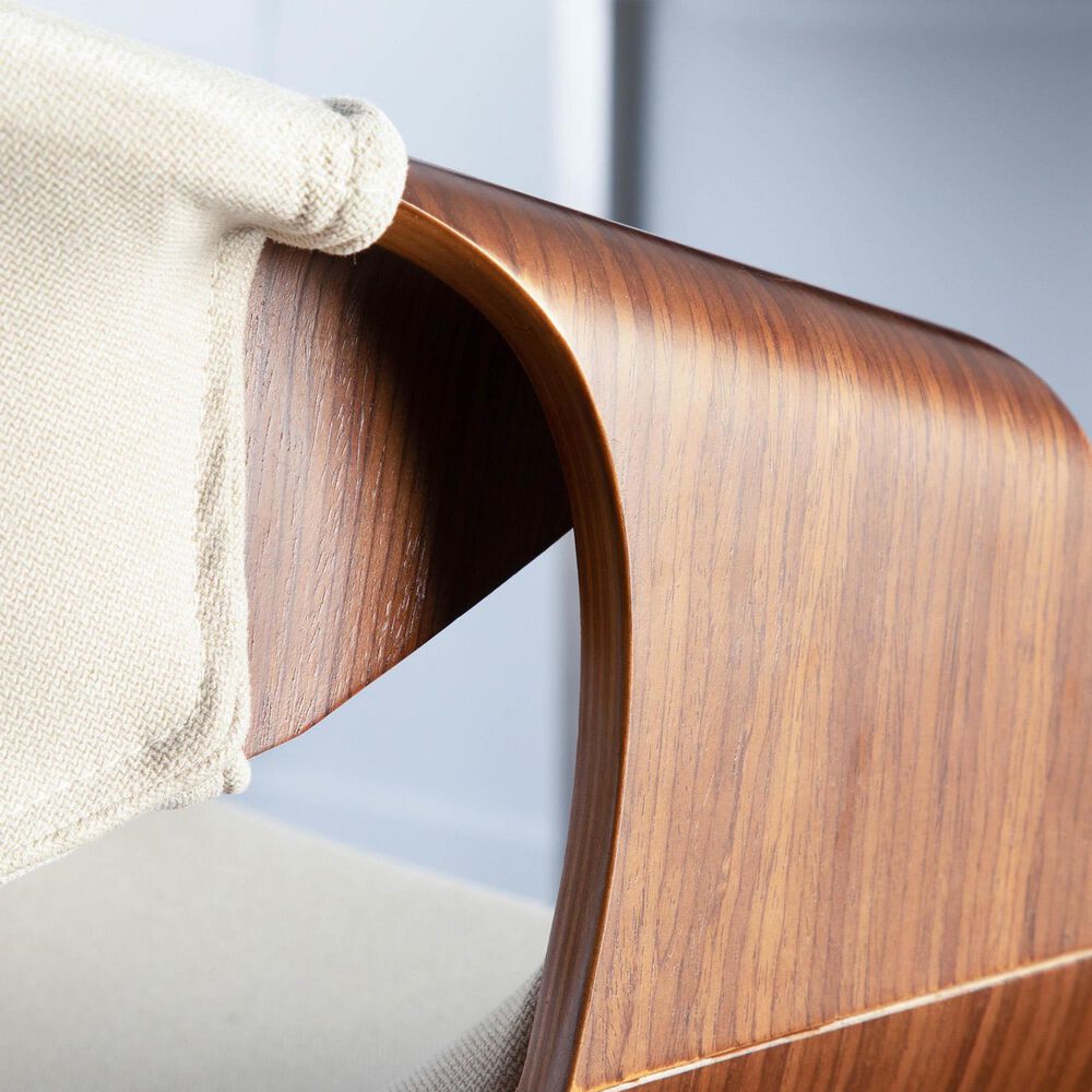 LumiSource Curvo Arm Chair with Cream Fabric Cushion in Walnut (Set of 2), , large
