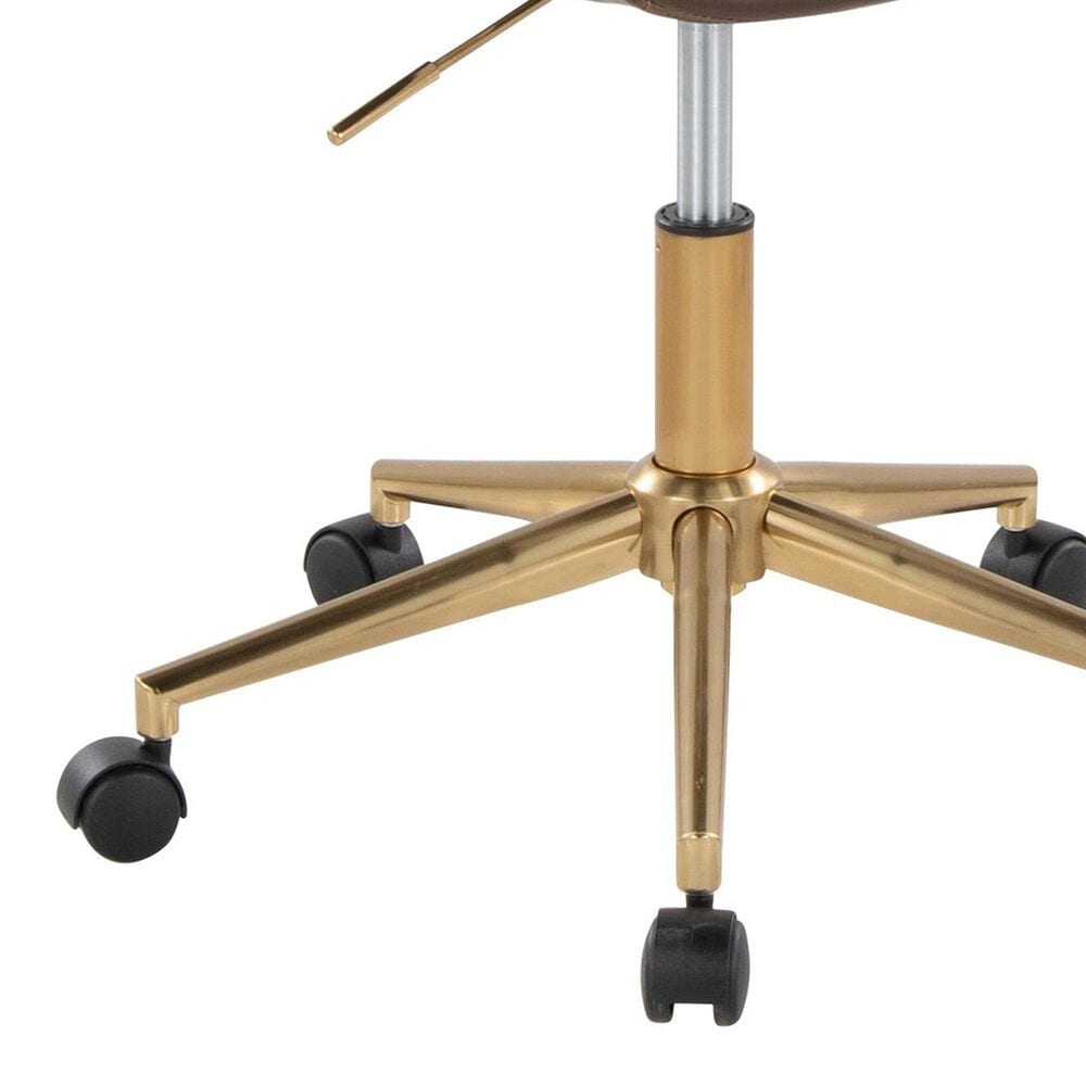 Lumisource Margarite Task Chair with Espresso Faux Leather Cushion in Gold, , large