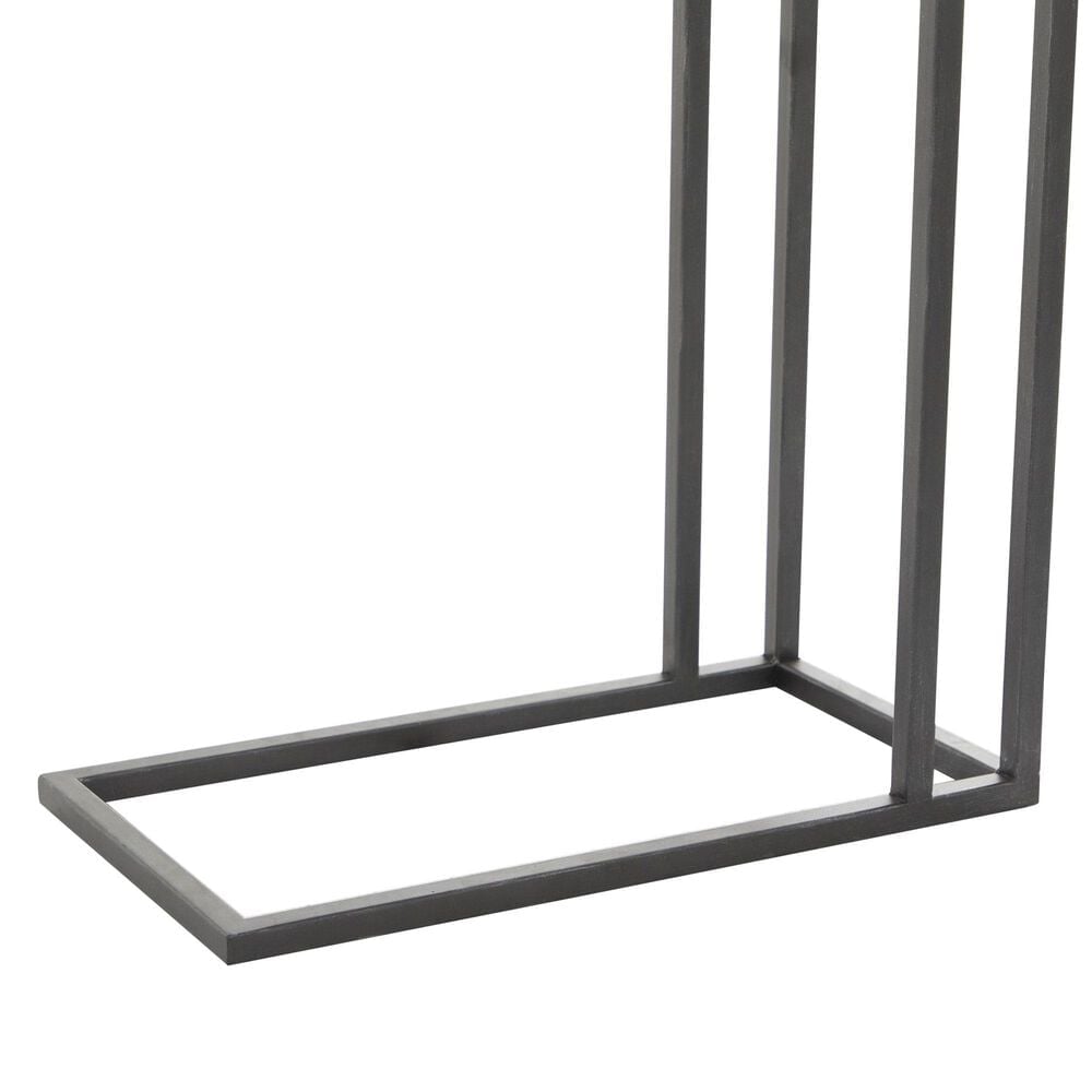 Maple and Jade C-Shaped Accent End Table in Distressed Brown and Black, , large