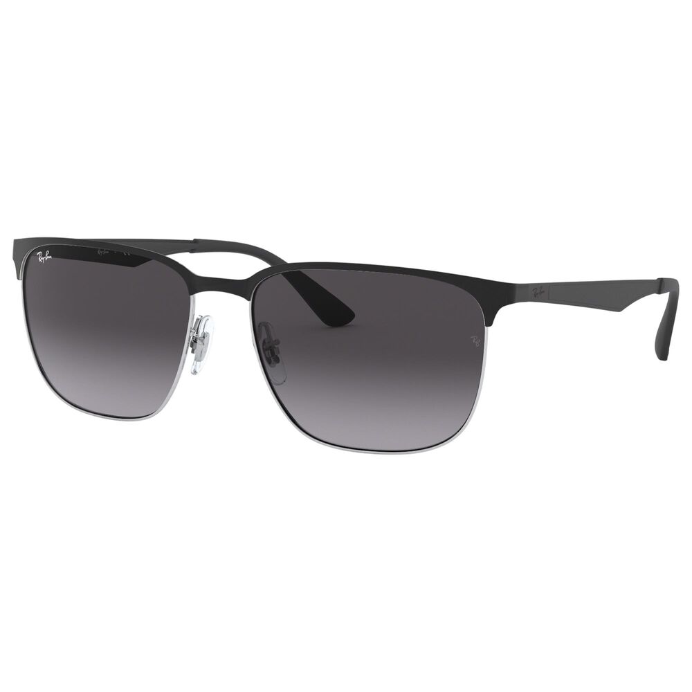 Rayban Glasses Sunglasses with Grey Gradient Lenses in Polished Black on Silver, , large