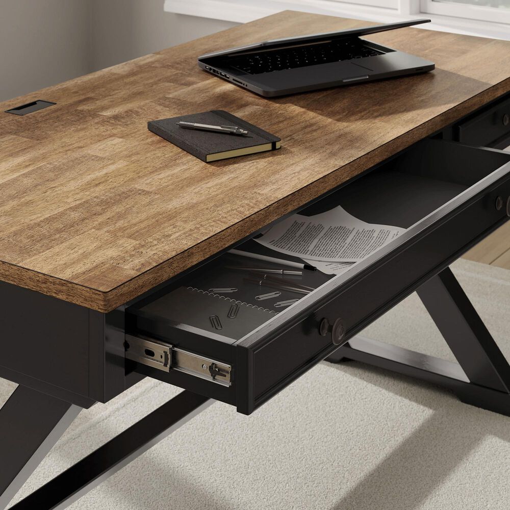Ashley Wildenauer 3-Piece L-Shape Desk with Chair Set in Brown and Black, , large