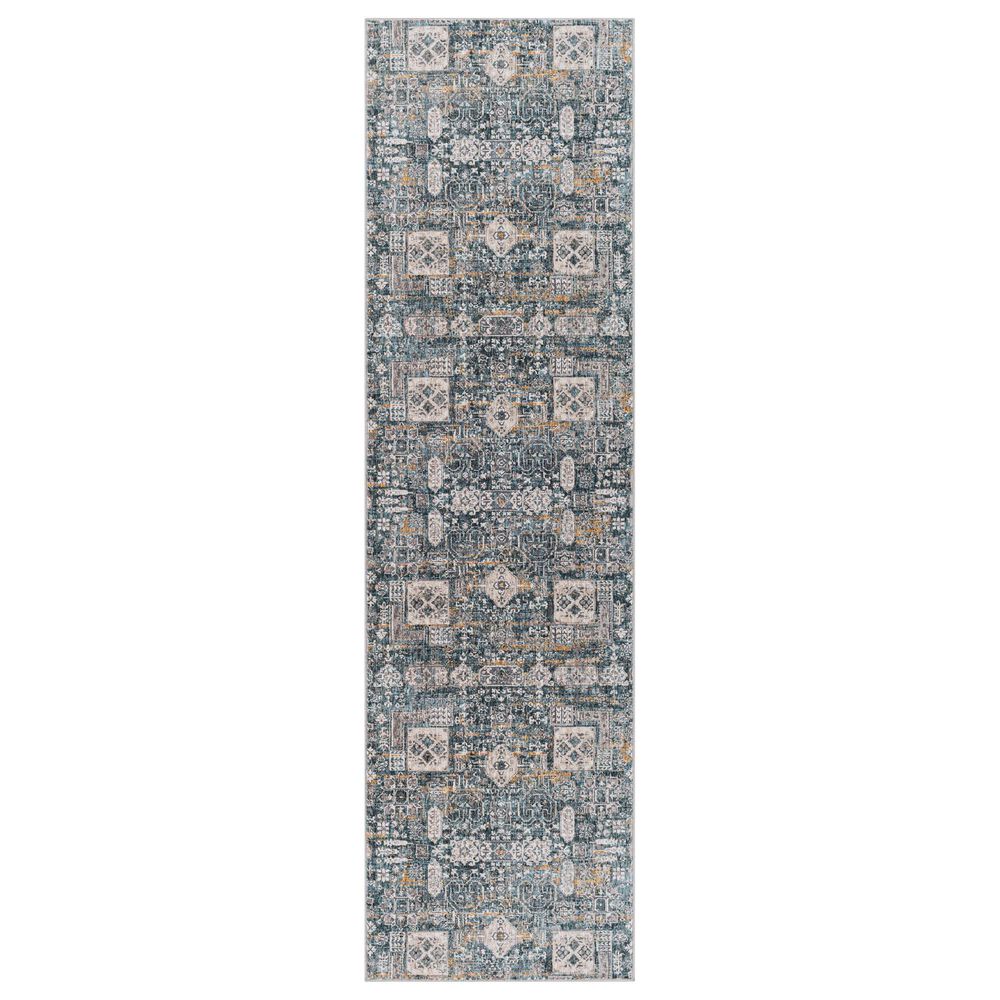 Surya Cardiff CDF-2309 Blue, Deep Teal, Medium Gray, Light Gray, Camel and Charcoal 2'7" x 10' Runner, , large