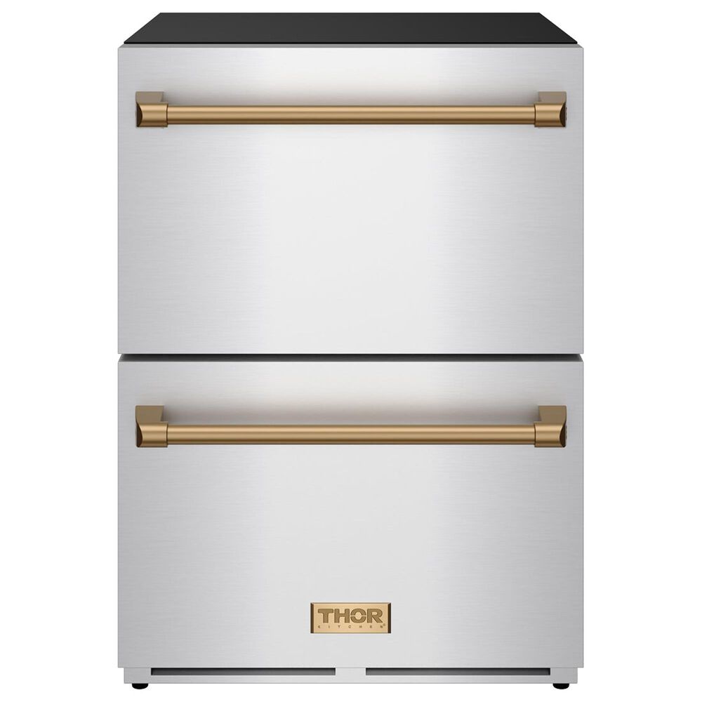 Thor Kitchen Gordon Ramsay 5.4 Cu. Ft. Undercounter Drawer Freezer with Bronze Handle Kit in Stainless Steel, , large