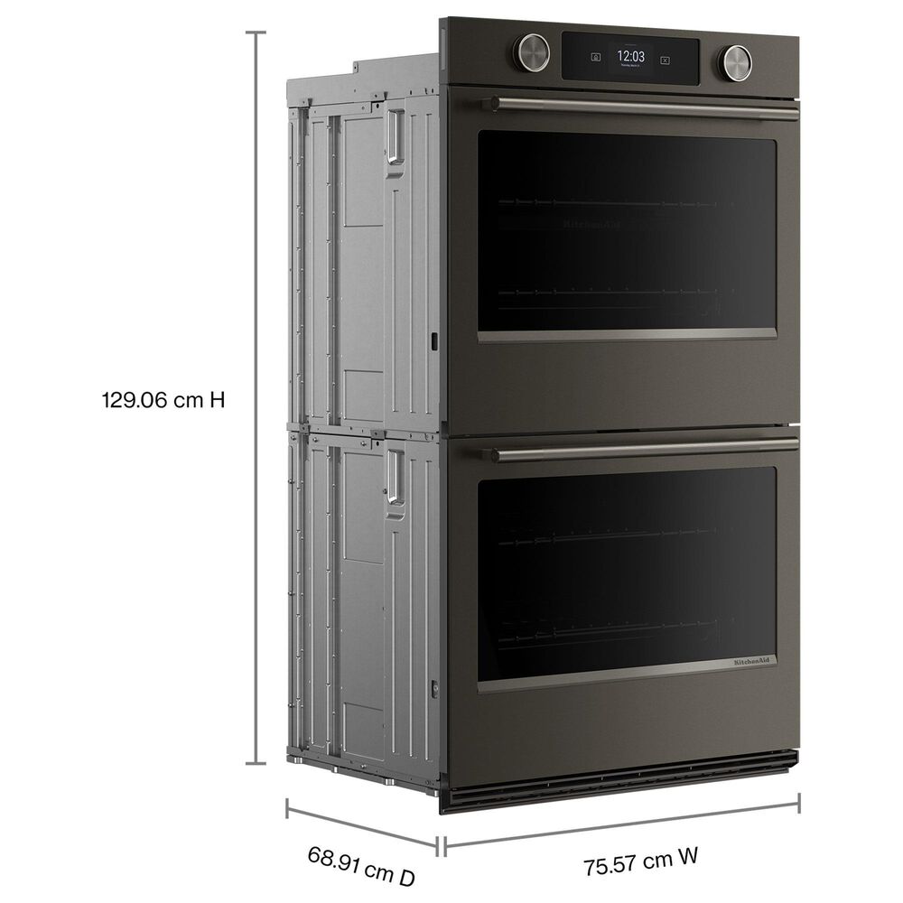 KitchenAid 2-Piece Kitchen Package with Black Ore 30" Smart Double Wall Oven and Stainless Steel 30" Gas Cooktop, , large