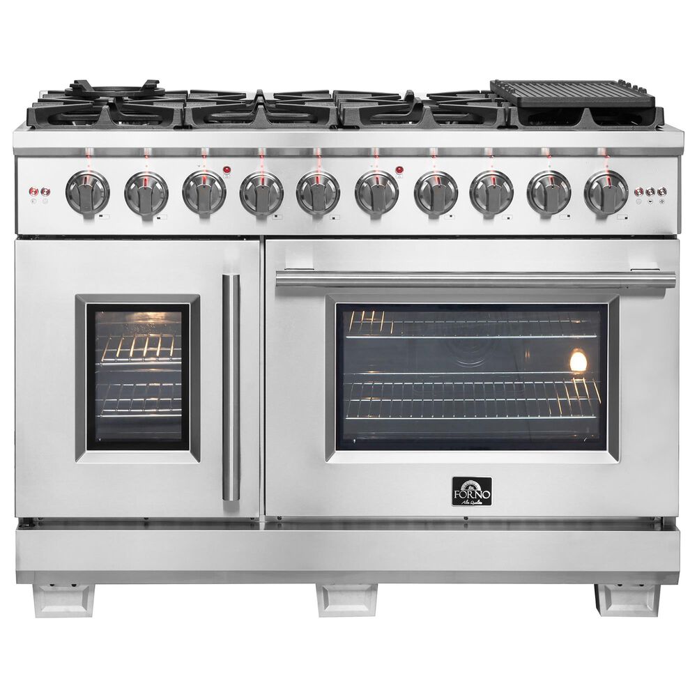 Forno Capriasca 48" Freestanding French Door Gas Range in Stainless Steel, , large