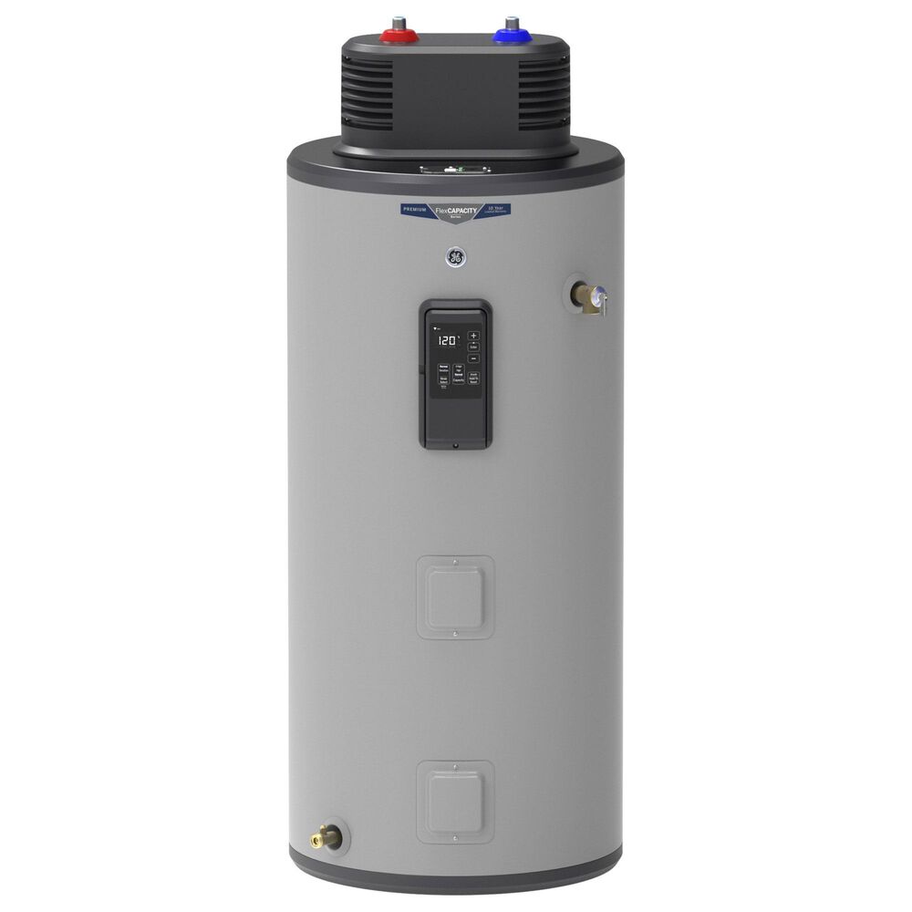 GE Appliances 50-Gallon Smart Short Electric Water Heater with Flexible Capacity in Gray, , large