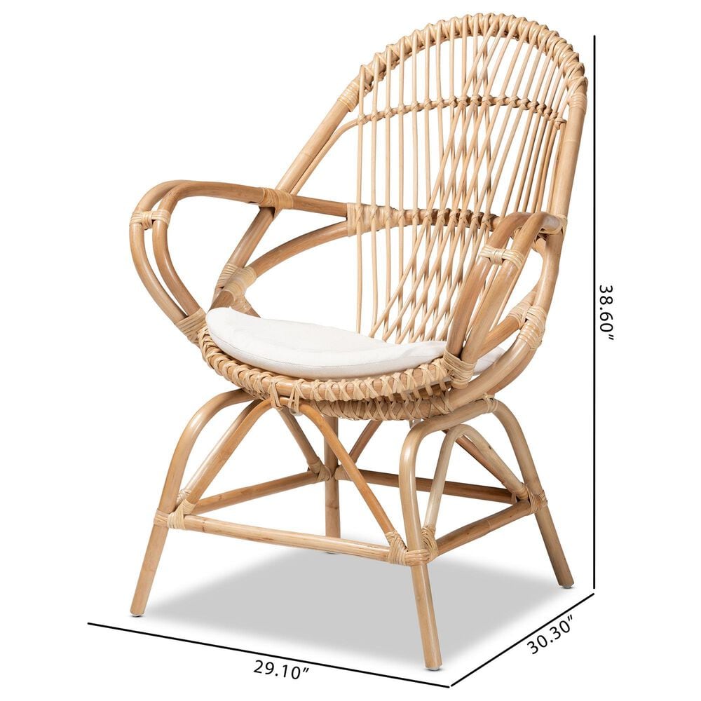 Baxton Studio Jayden Rattan Accent Chair in White, , large