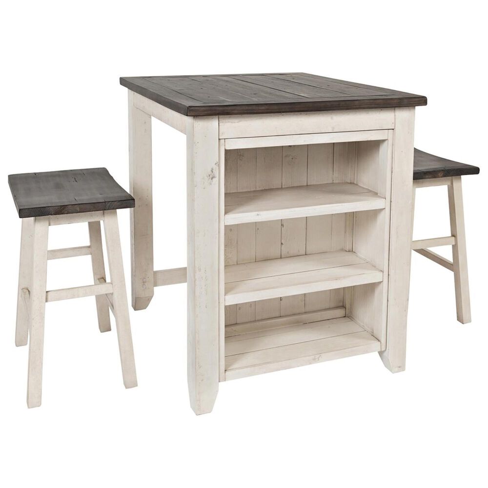 Waltham Madison County 3-Piece Counter Dining Set in Vintage White and Barnwood, , large