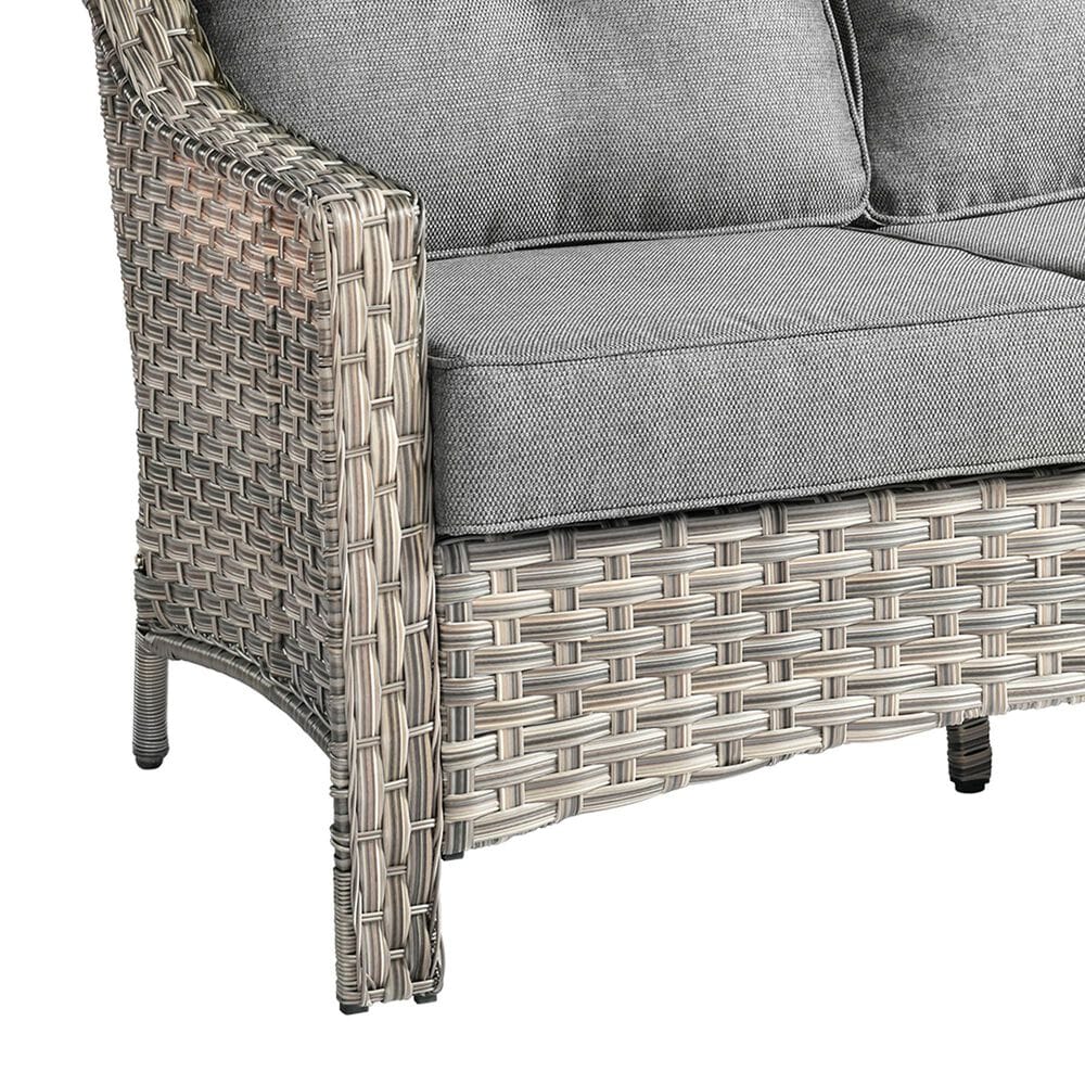 HOMLUX Outdoor Rattan Loveseat with Ergonomic Backrest in Dark Gray, , large
