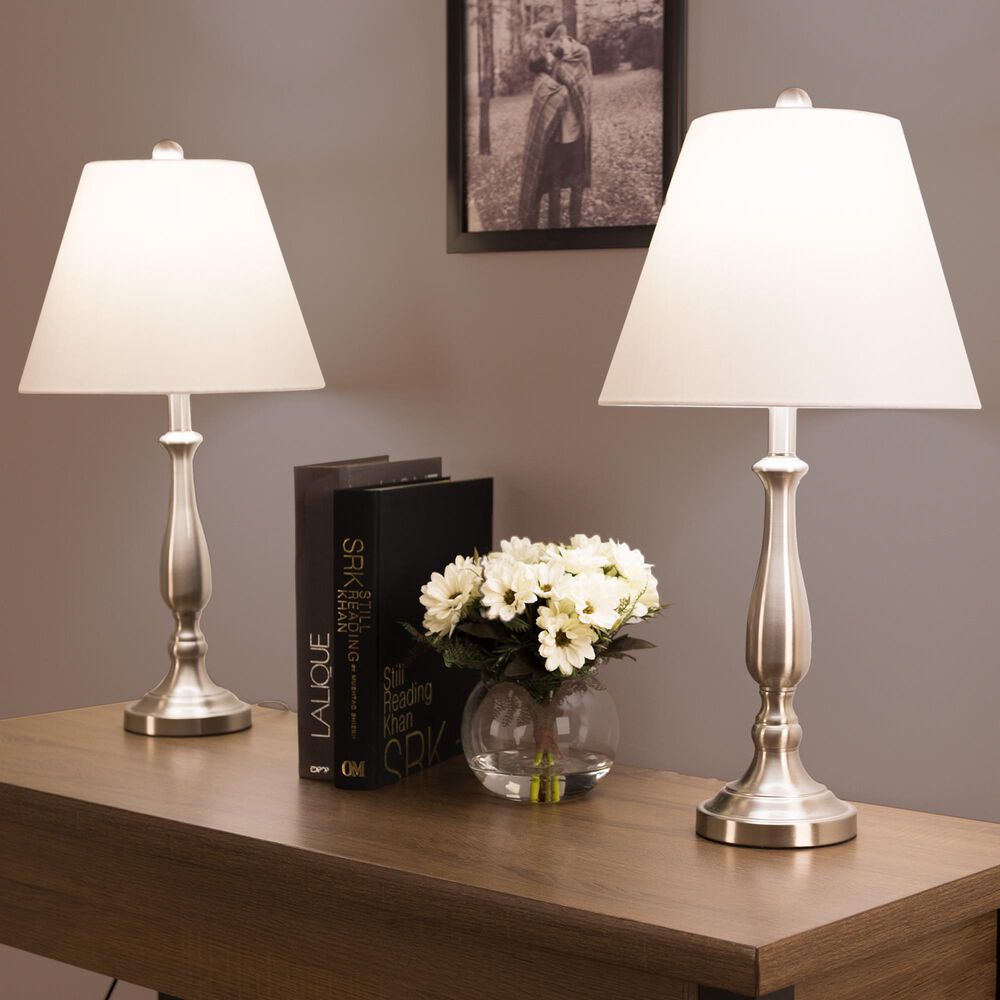 Timberlake Traditional Table Lamp in Brushed Steel (Set of 2), , large
