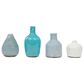 Creative Coop 4-Piece Round Terracotta Vase Set in Blue and Ivory, , large