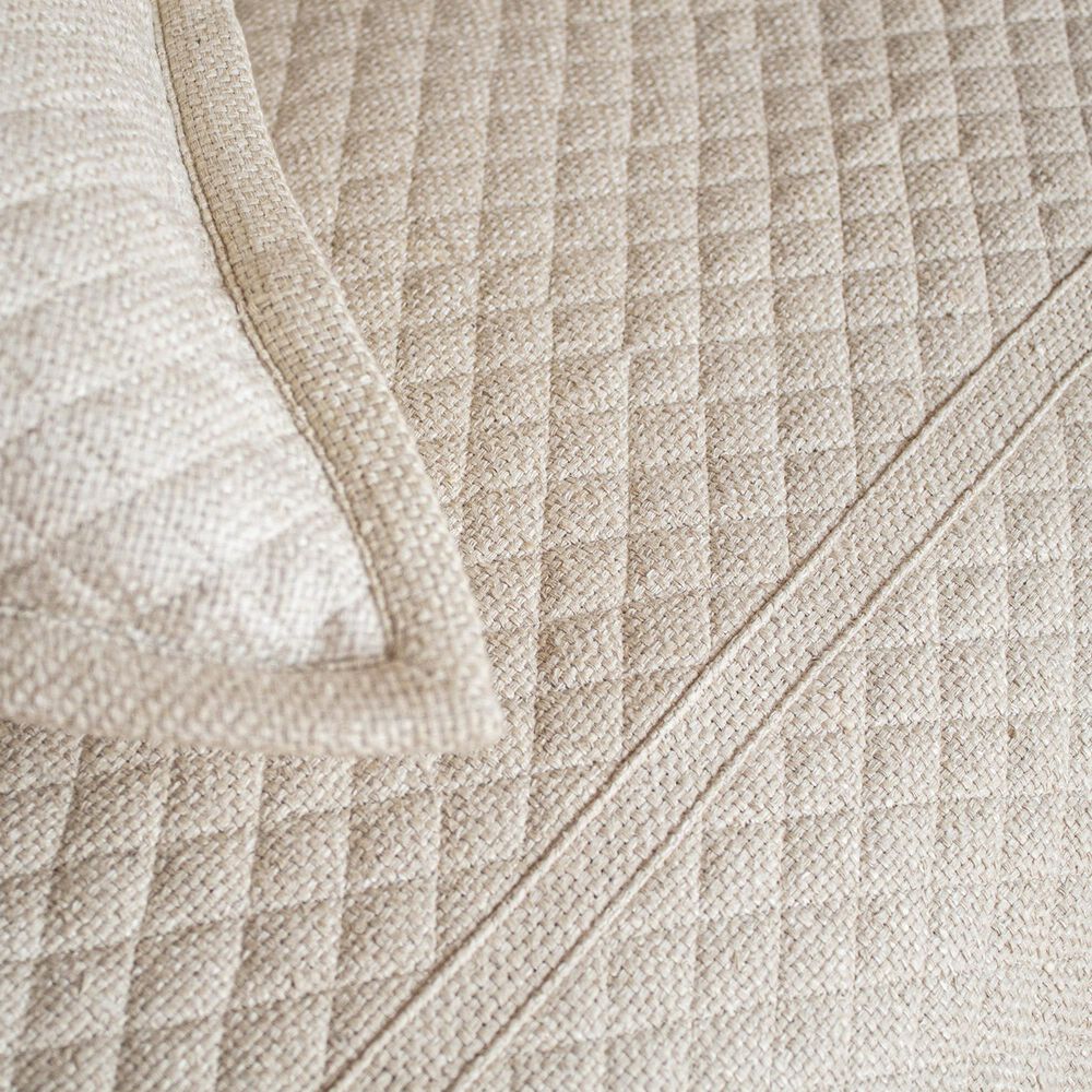 Ann Gish Basketweave Quilted King Coverlet in Natural, , large