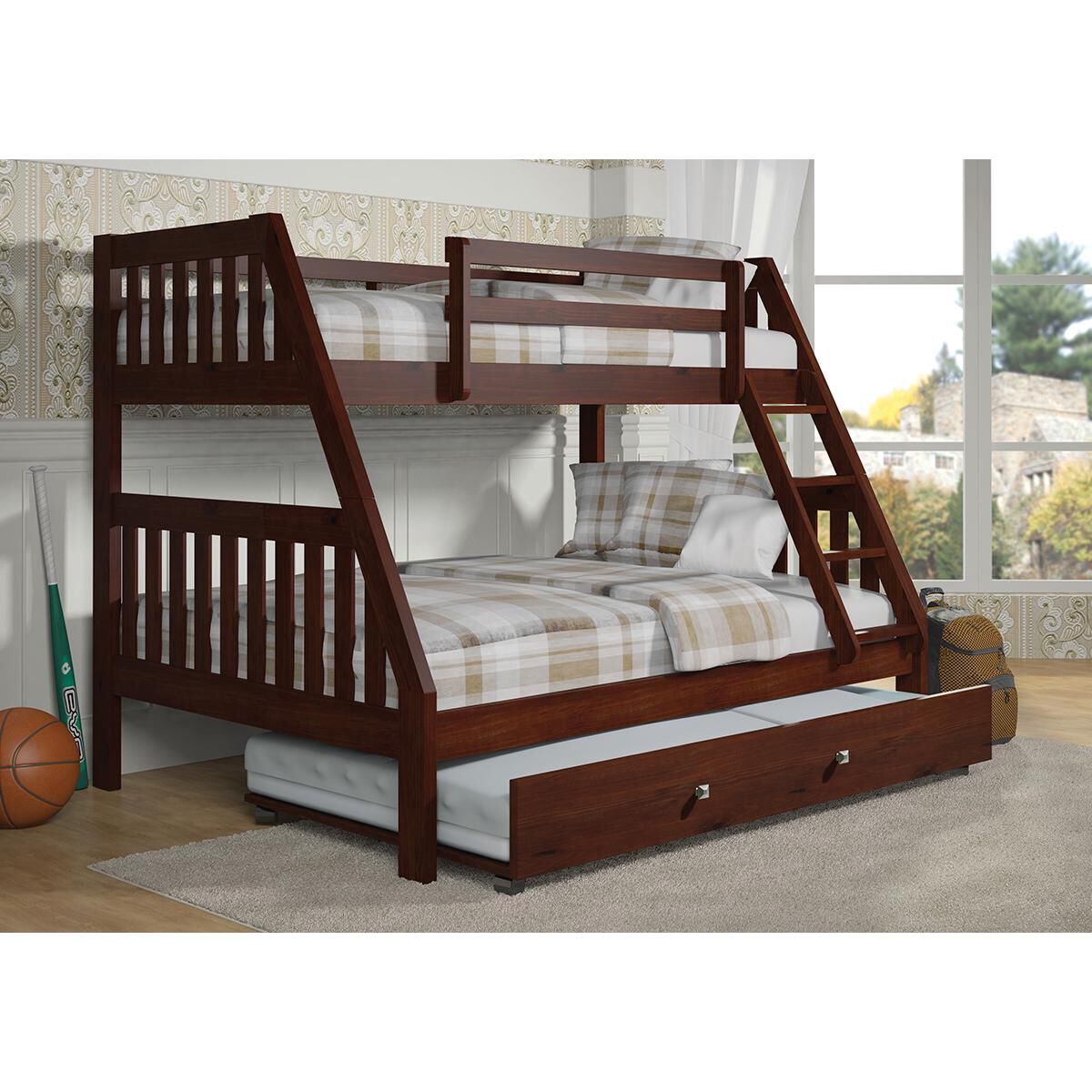 Bunk beds with full on bottom and store trundle