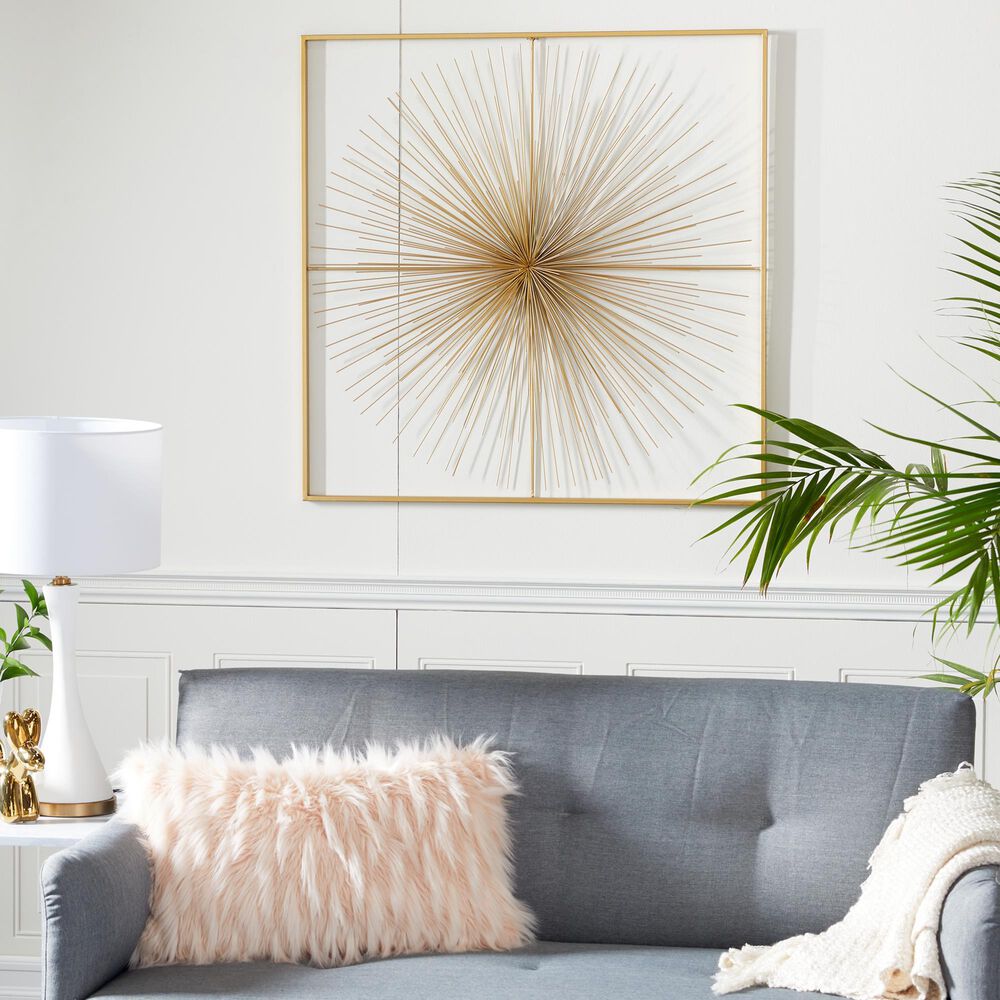 CosmoLiving by Cosmopolitan 36&quot; Square Modern Wall Decor with Starburst Center in Gold, , large