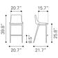 Zuo Modern Magnus Counter Stool in Gray and Silver (Set of 2), , large