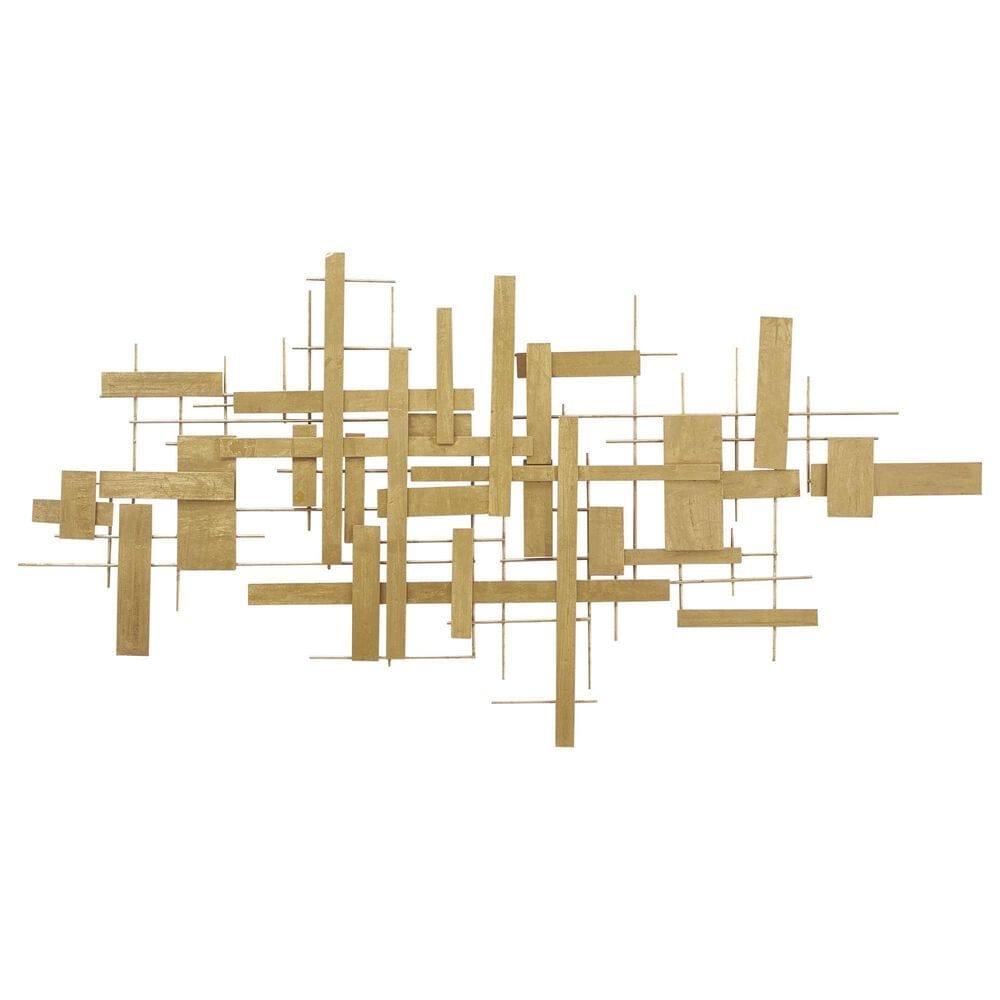 Maple and Jade 32" x 62" Geometric 3D Stripes Wall Decor in Satin Gold, , large