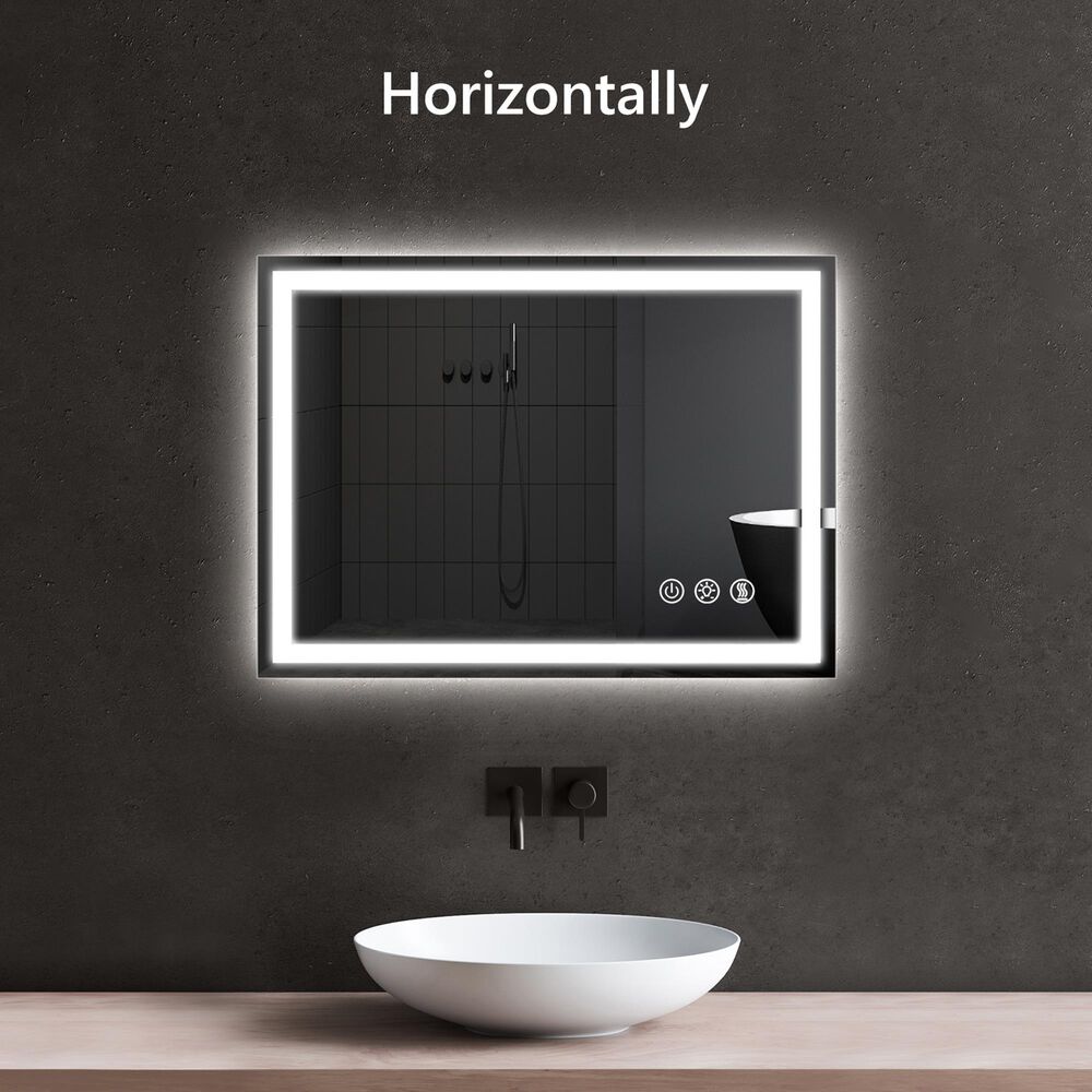 HOMLUX 20" x 28" LED Bathroom Makeup Mirror in Silver, , large