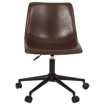 Noble House Jarvi Swivel Office Chair with Dark Brown Cushion in Matte Black, , large