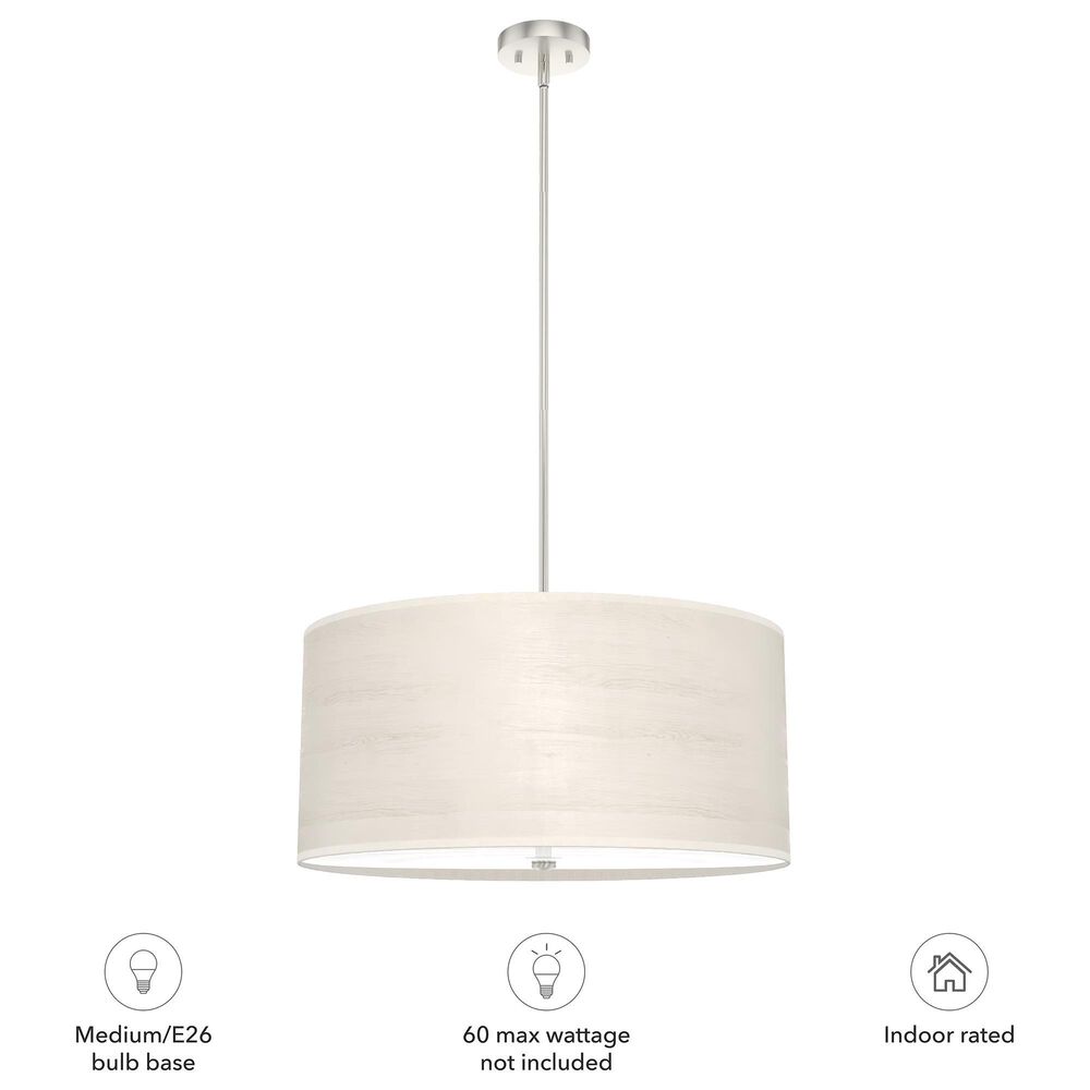 Hunter Solhaven 4-Light Mini Pendant with Bleached Alder Shade in Brushed Nickel, , large
