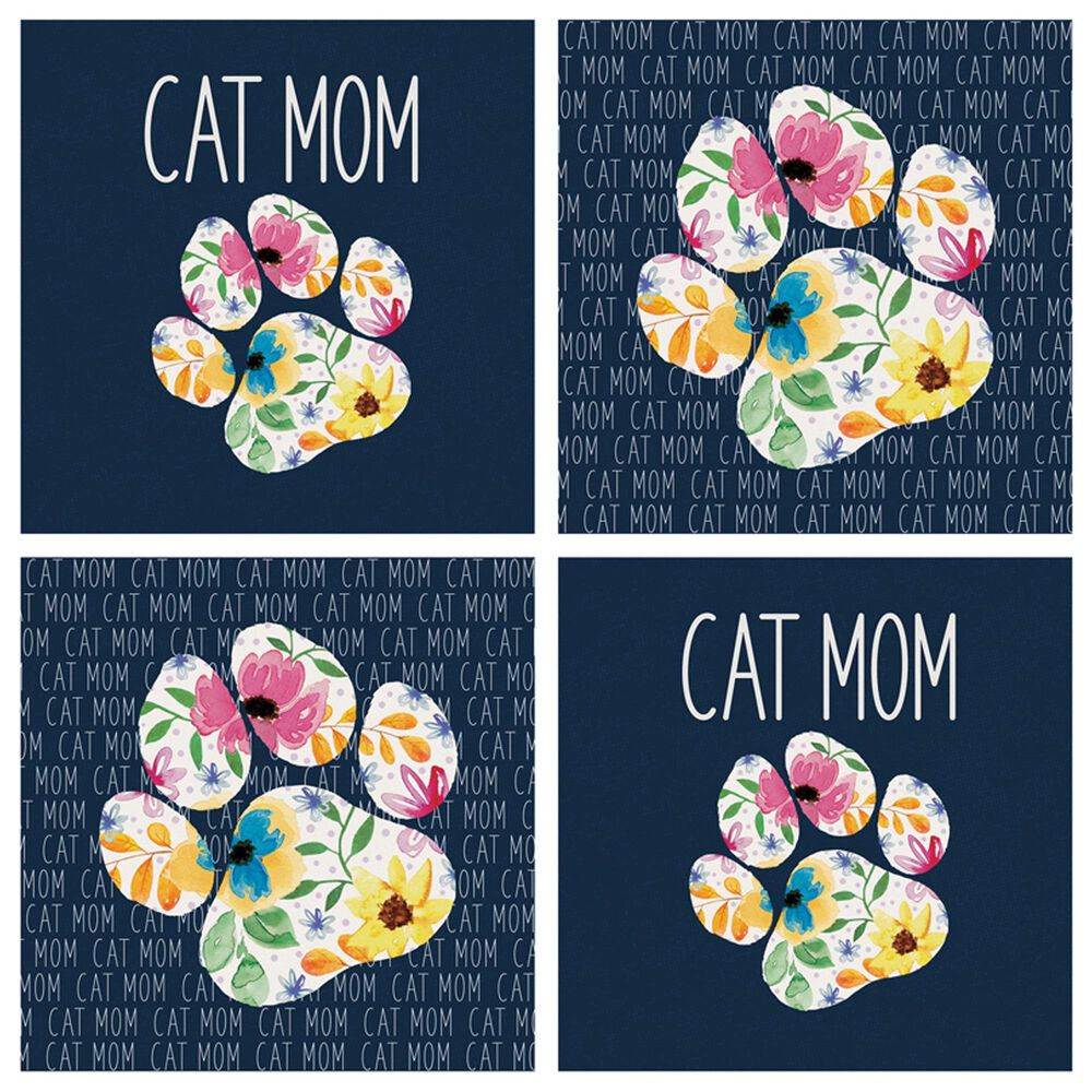 Carson Gifts Cat Mom Square House Coasters in Multicolor (Set of 4), , large