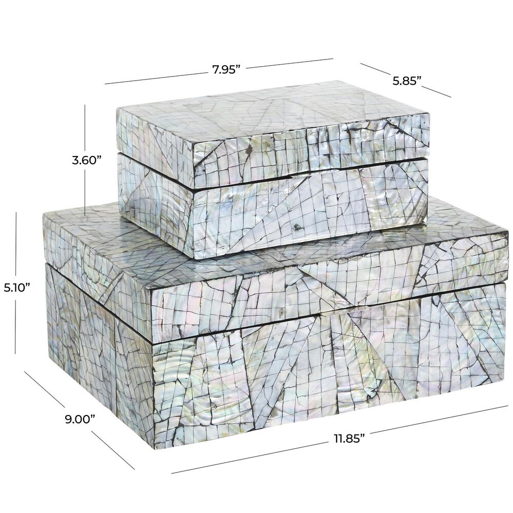 Maple and Jade 2-Piece Handmade Mosaic Storage Decorative Box Set in Multicolor, , large