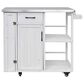 Hearth and Haven Outdoor Kitchen Island Cart with Stainless Steel Top, Towel and Spice Racks in White, , large