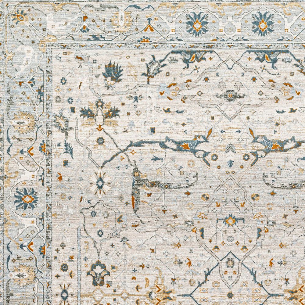 Surya Dresden Taupe, Off-White, Dusty Sage, Deep Teal, Olive, Light Gray and Mustard 5'3" Round Area Rug, , large