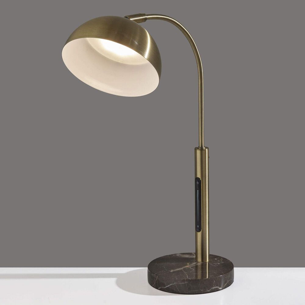 37B Bolton LED Desk Lamp with Smart Switch in Antique Brass and Brown, , large