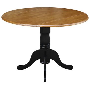 International Concepts 42" Round Dual Drop Leaf Pedestal Table in Black and Cherry - Table Only, , large
