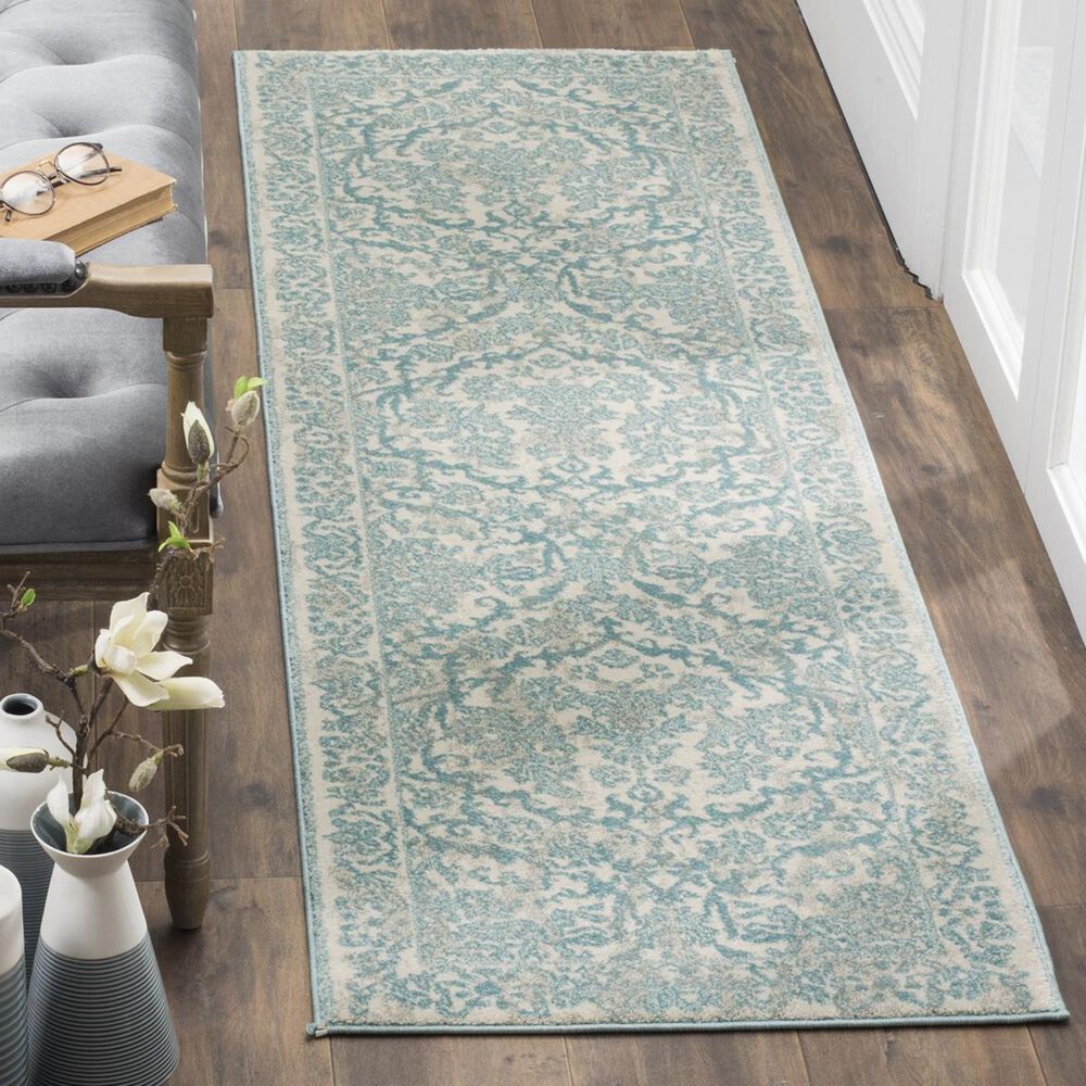 Safavieh Evoke EVK242C-27 2&#39;2&quot; x 7&#39; Ivory/Light Blue Runner, , large