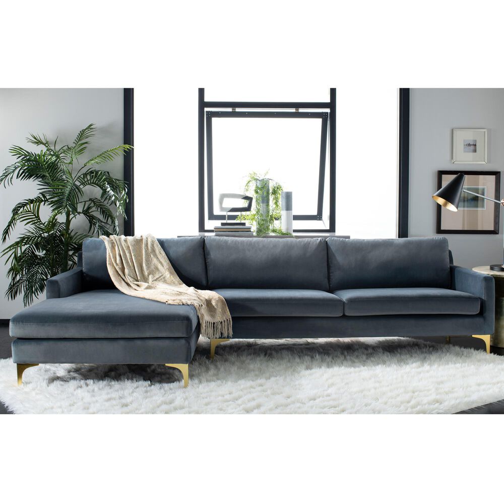 Blue Velvet Sectional Sofa Baci Living Room