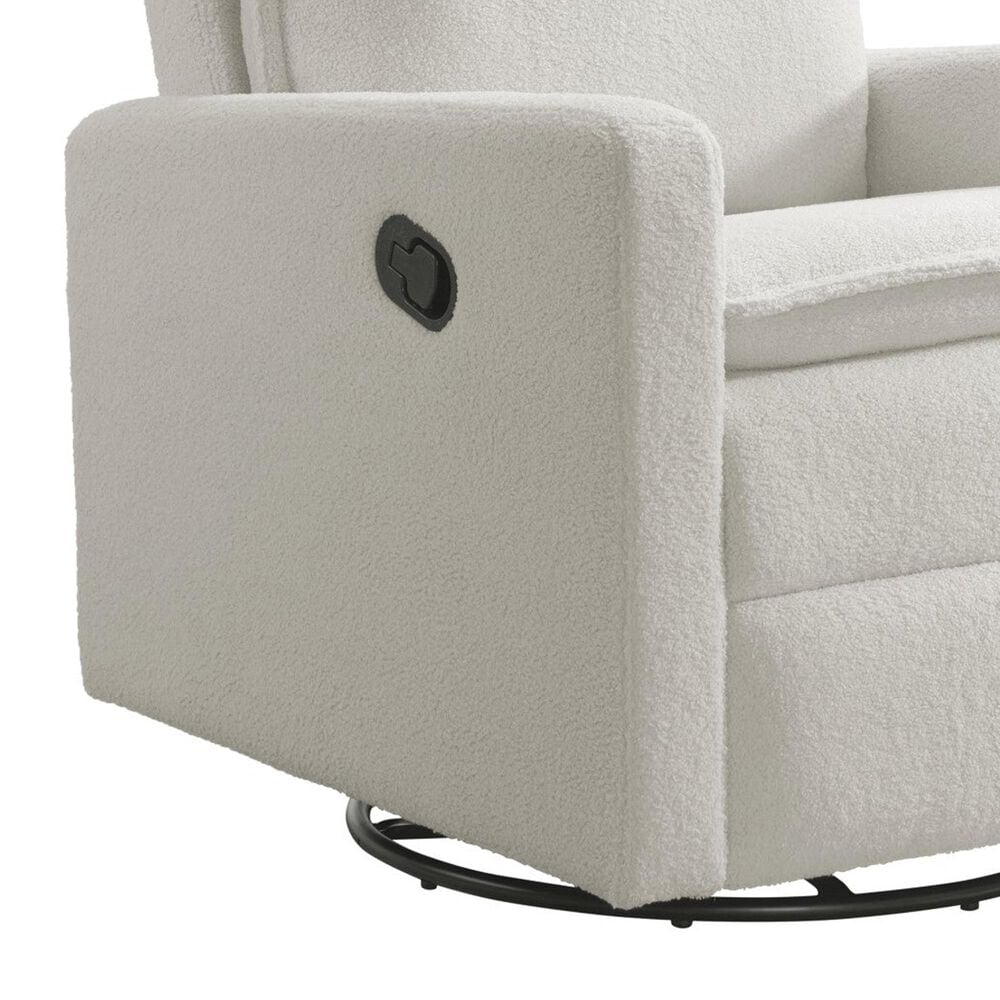 M Design Village Uptown Swivel Push Back Rocker Recliner in Boucle White, , large