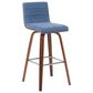 Armen Living Vienna Swivel Bar Height Stool with Vintage Blue Upholstery in Walnut, , large