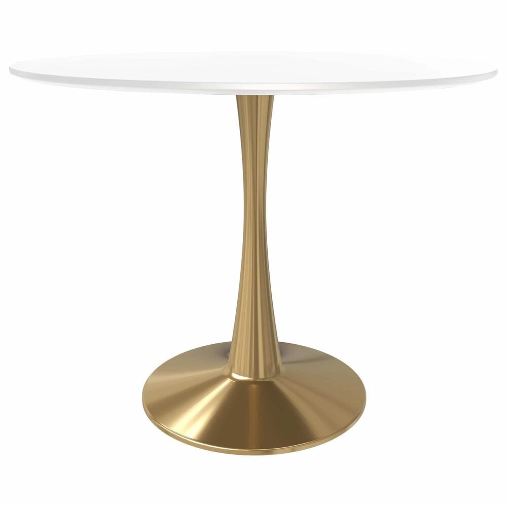 Leisuremod Leisuremod Bristol 35 round dining table Gold Base With White Top, , large