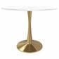 Leisuremod Leisuremod Bristol 35 round dining table Gold Base With White Top, , large