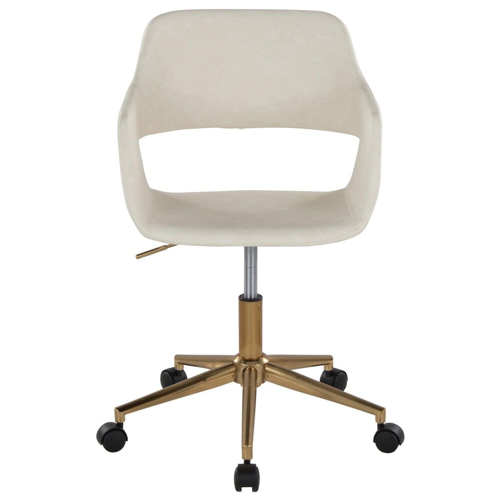 Lumisource Margarite Task Chair with Cream Faux Leather Cushion in Gold, , large