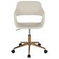 Lumisource Margarite Task Chair with Cream Faux Leather Cushion in Gold, , large